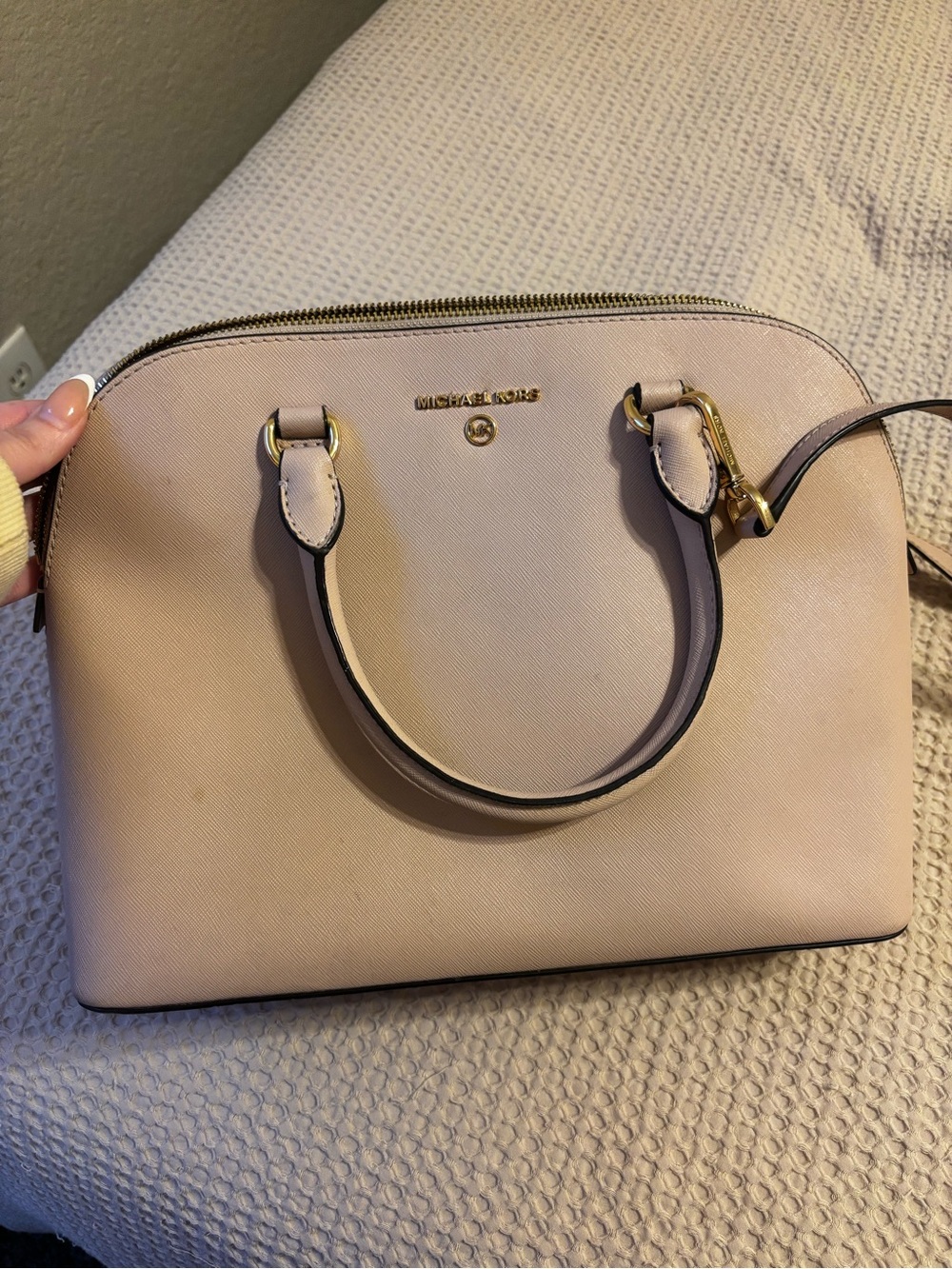 Michael Kors Pale Blush Dome Satchel with Gold Hardware